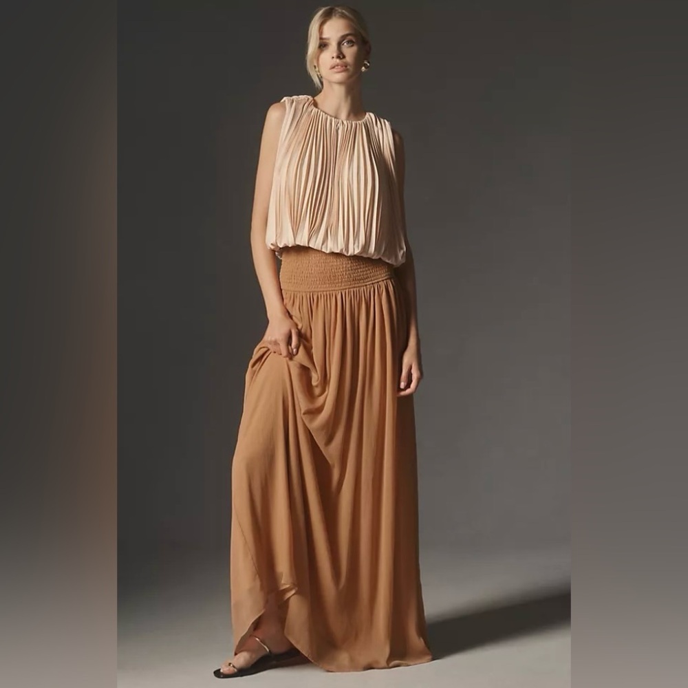 Anthropologie Smocked Sheer Maxi Skirt  NWT